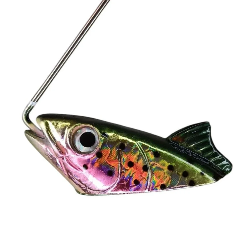 Fish Rainbow Trout Photo Holder Green Pink Silver Swirl Metal Holder 2